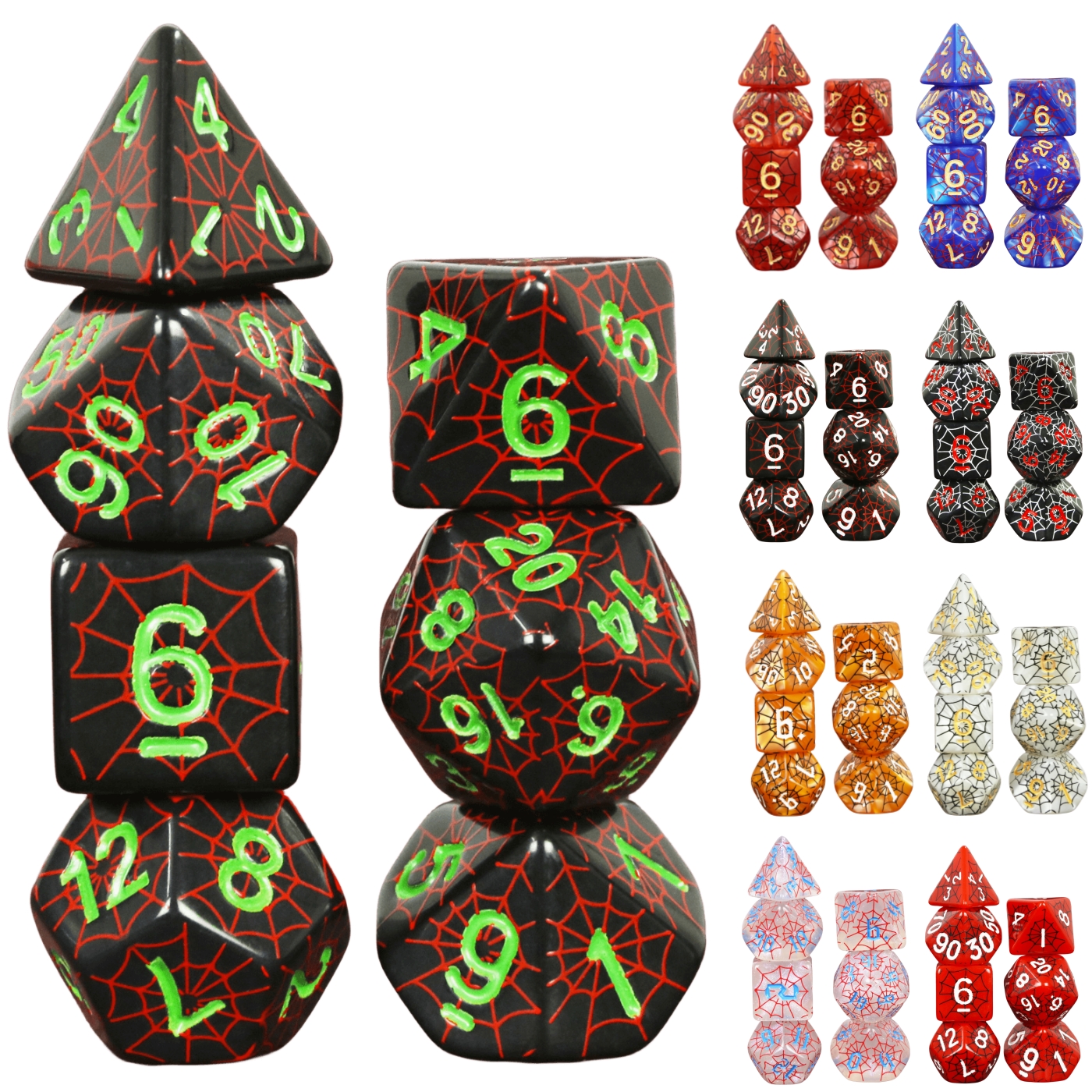 Board Game Web - Polyhedral DND Dice Set in Spider