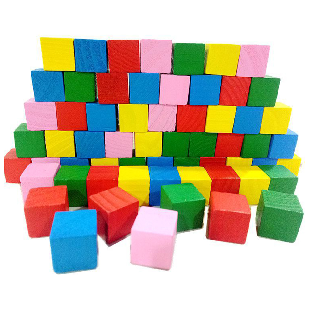 Dice Tower Wooden - 20pcs/lot Colorful Wooden Cubes Building Blocks