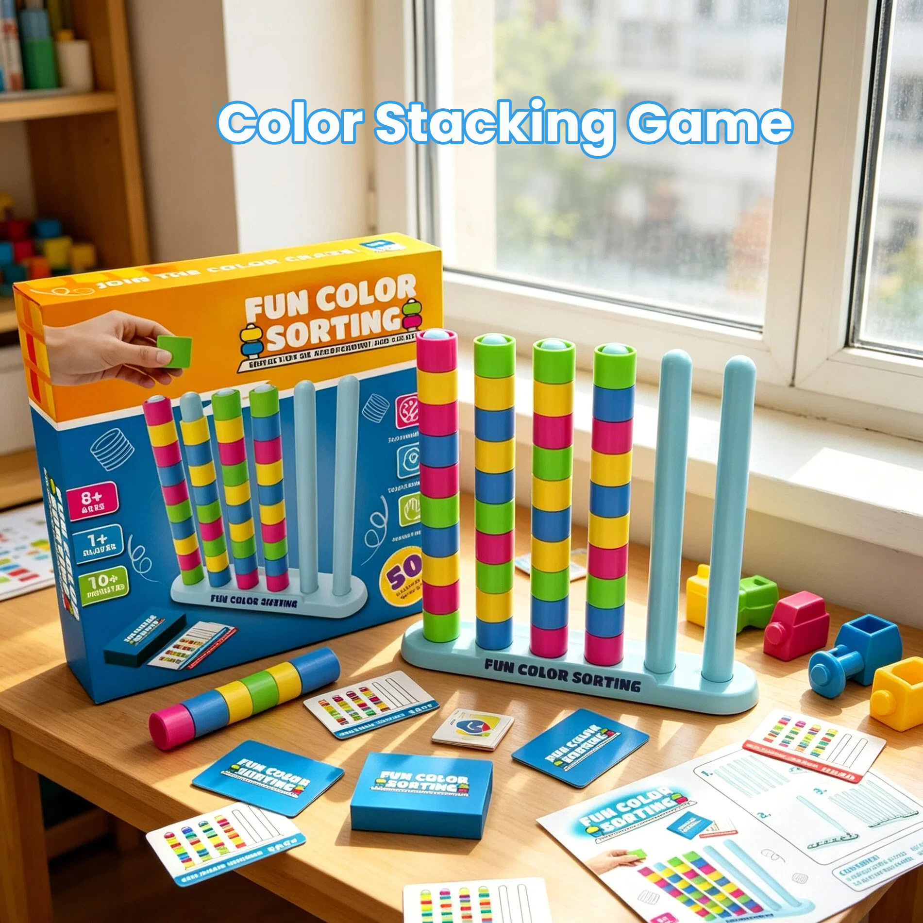 Board Game Quick - Color Stack Challenge Game-Fast-Paced Color Match
