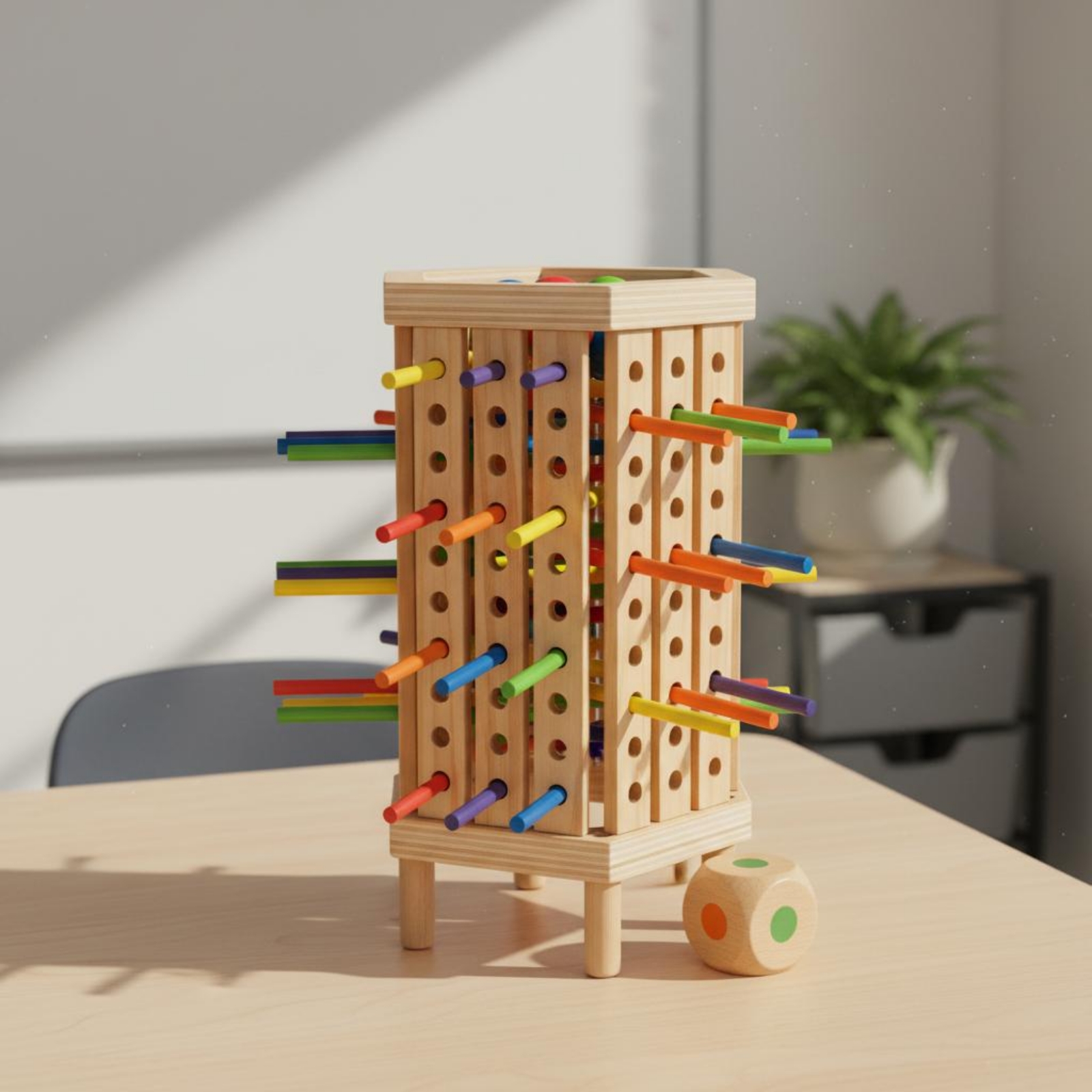 Stick and Dice Game Hexagonal  - Dice Tower Wooden recension och pris