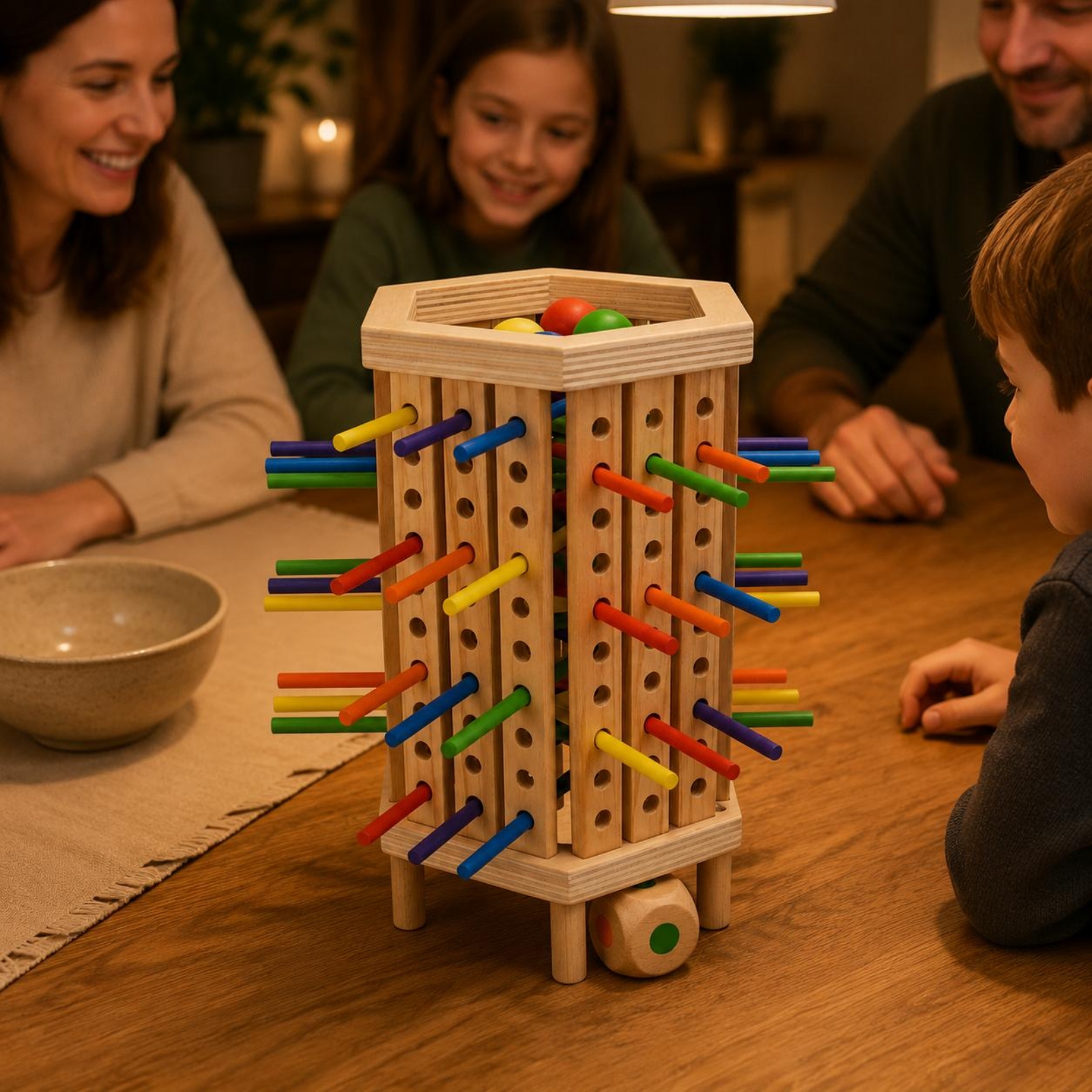 Stick and Dice Game Hexagonal  - Dice Tower Wooden recension och pris
