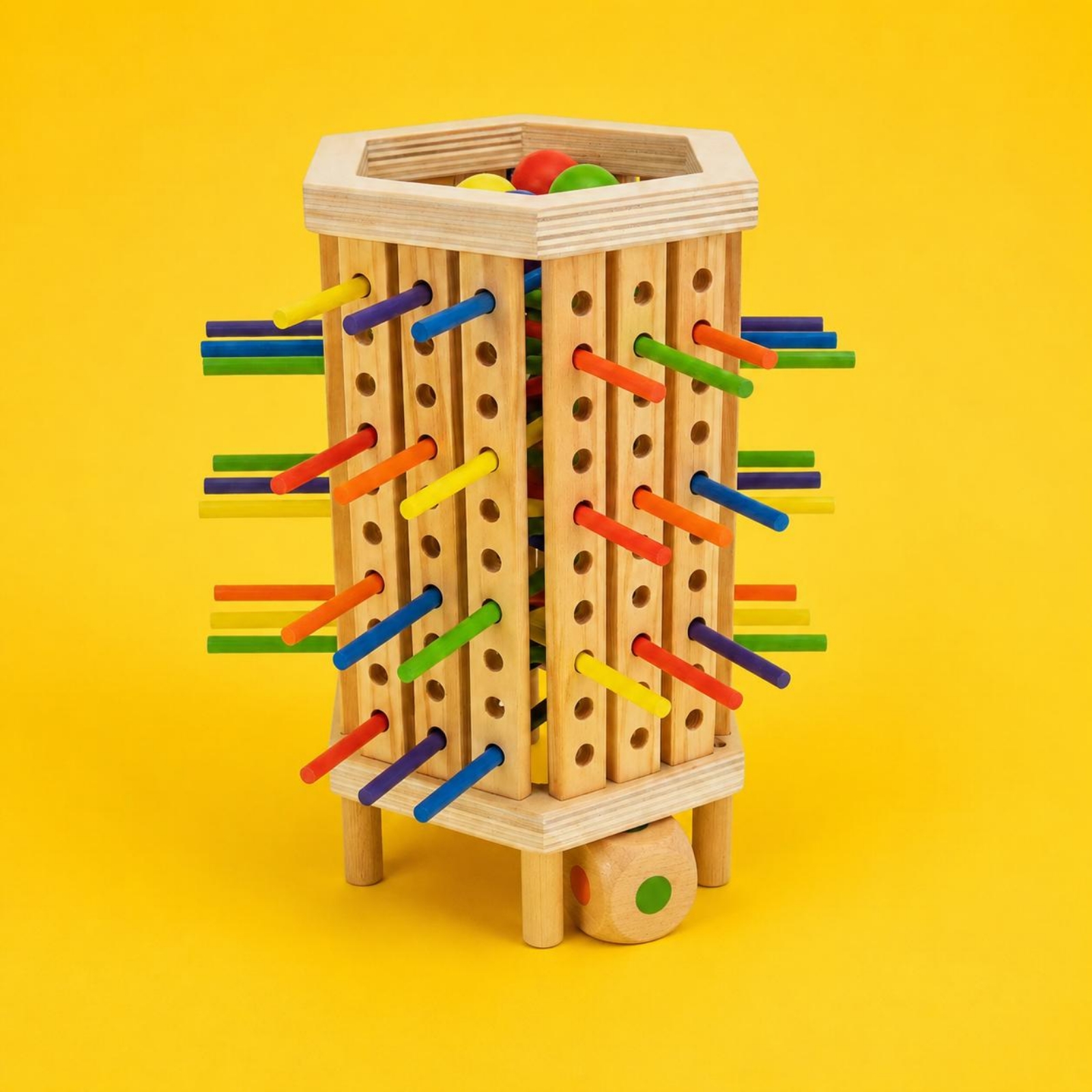 Stick and Dice Game Hexagonal  - Dice Tower Wooden recension och pris