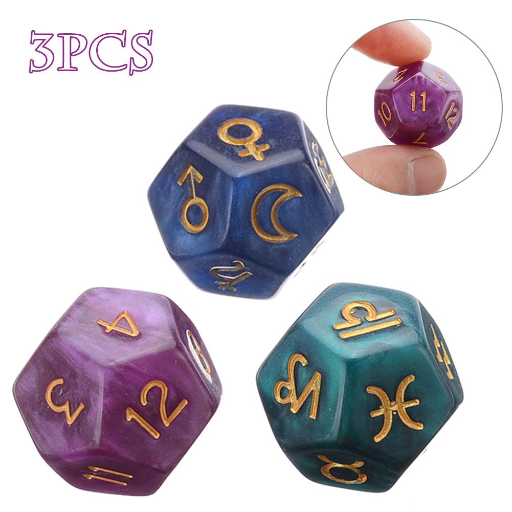 3PCS 12-Sided Dice Astrology T - Board Game Template recension och pris