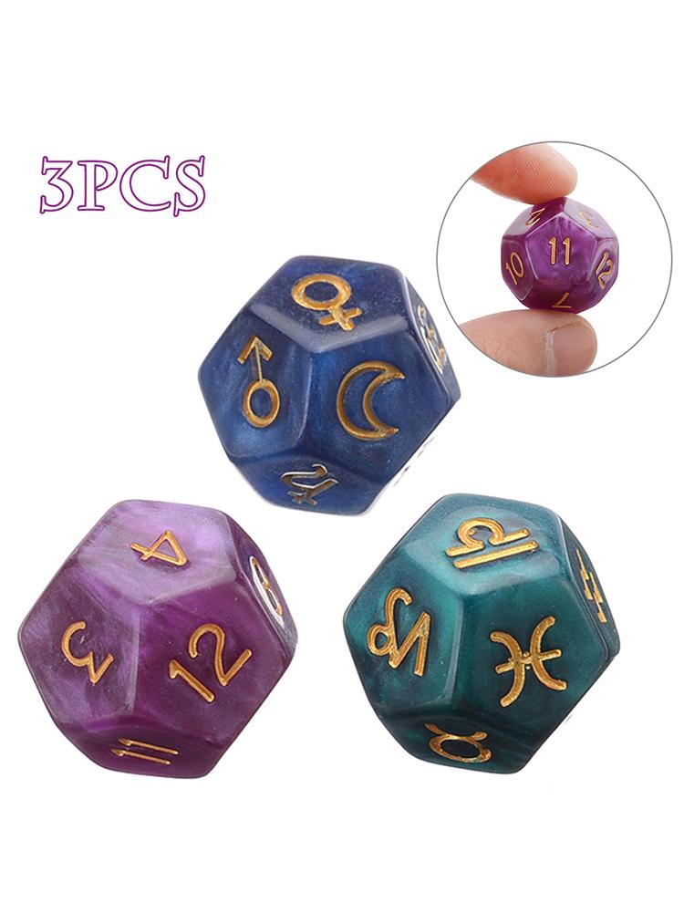 3PCS 12-Sided Dice Astrology T - Board Game Template recension och pris