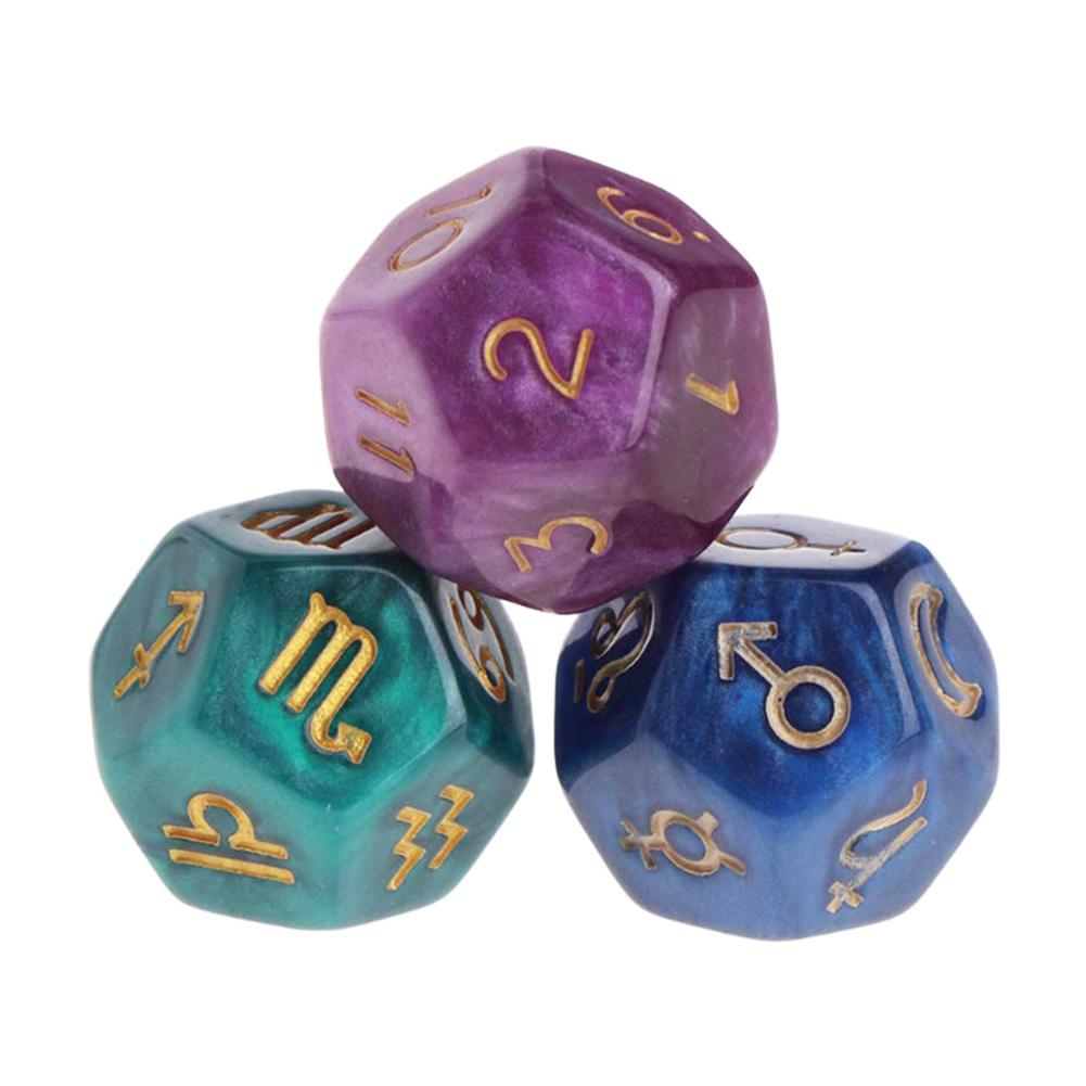 3PCS 12-Sided Dice Astrology T - Board Game Template recension och pris