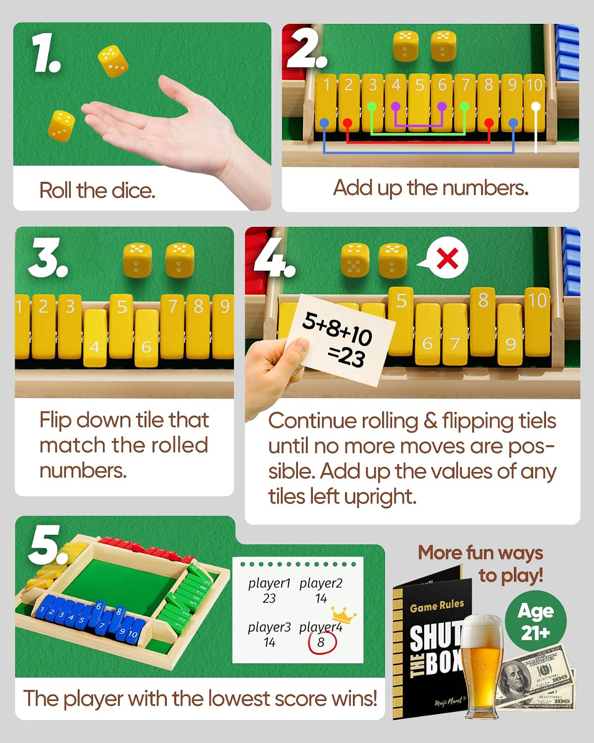 Shut The Box Game, Math Dice B - Board Game Quick recension och pris