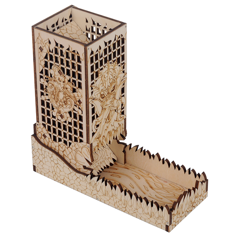 D&D Dice Tower with Tray Wood  - Dice Tower Wooden recension och pris