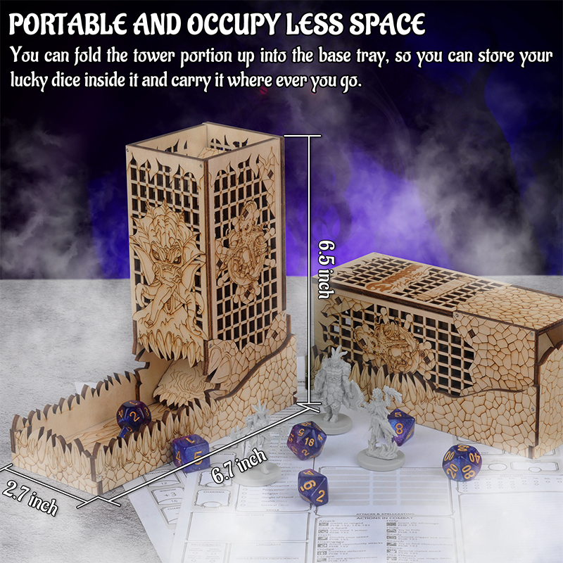 D&D Dice Tower with Tray Wood  - Dice Tower Wooden recension och pris
